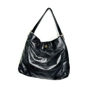 Tory Burch Dena black glazed   distressed hobo bag ITEM -S80